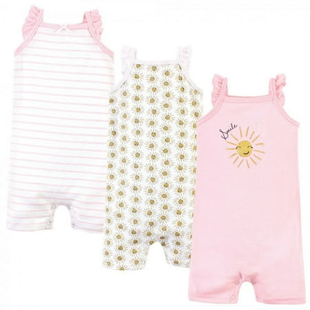 UPC: 0660168526691 | Hudson Baby Infant Girl Cotton Rompers 3pk  Smile Sunshine  0-3 Months
