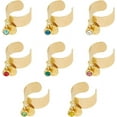 thumbnail image 2 of 1set 8pcs 8 color Birthstone Rhinestone & 201 Stainless Steel Flat Round Charm Rings set 304 Stainless Steel Open Cuff Rings Golden Inner Diameter: 17~18mm 1pc/color, 2 of 6