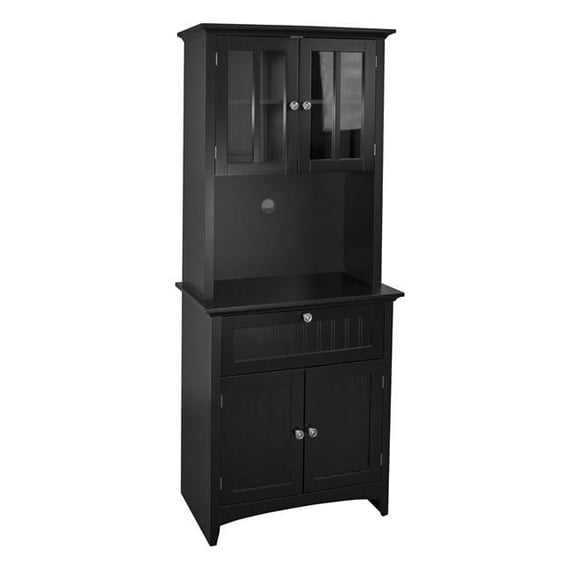 OS Home & Office Buffet & Hutch with Framed Glass Doors & Drawer, Black