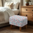 thumbnail image 3 of Xixirimido Cherry Blossom and Marble Pattern Ottoman Cover Rectangle Footrest Ottoman Slipcovers Footstool Cover Form Fit Stretch Ottomans Protective Cover for Living Room, Small, 3 of 7