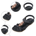 thumbnail image 5 of Rokment Women's Boho Bow Rhinestones Wedges Dress Sandals 2026 Beach Summer Ethnic Comfortable Leather Open Toe Low Heel Slingback Walking Flat Sandals Black Size 9, 5 of 8