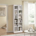 thumbnail image 2 of Yaheetech 7-Tier Modern Narrow Wooden Bookcase with Top Open Compartment, White, 2 of 7