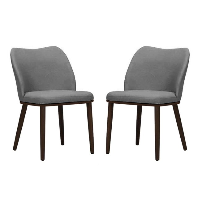 Modern Dining Chairs Set of 2, Velvet Dining Chair Upholstered Side Chairs with Padded Seat & Wood Legs for Kitchen, Dining Room, Cafe, Living Room, Gray