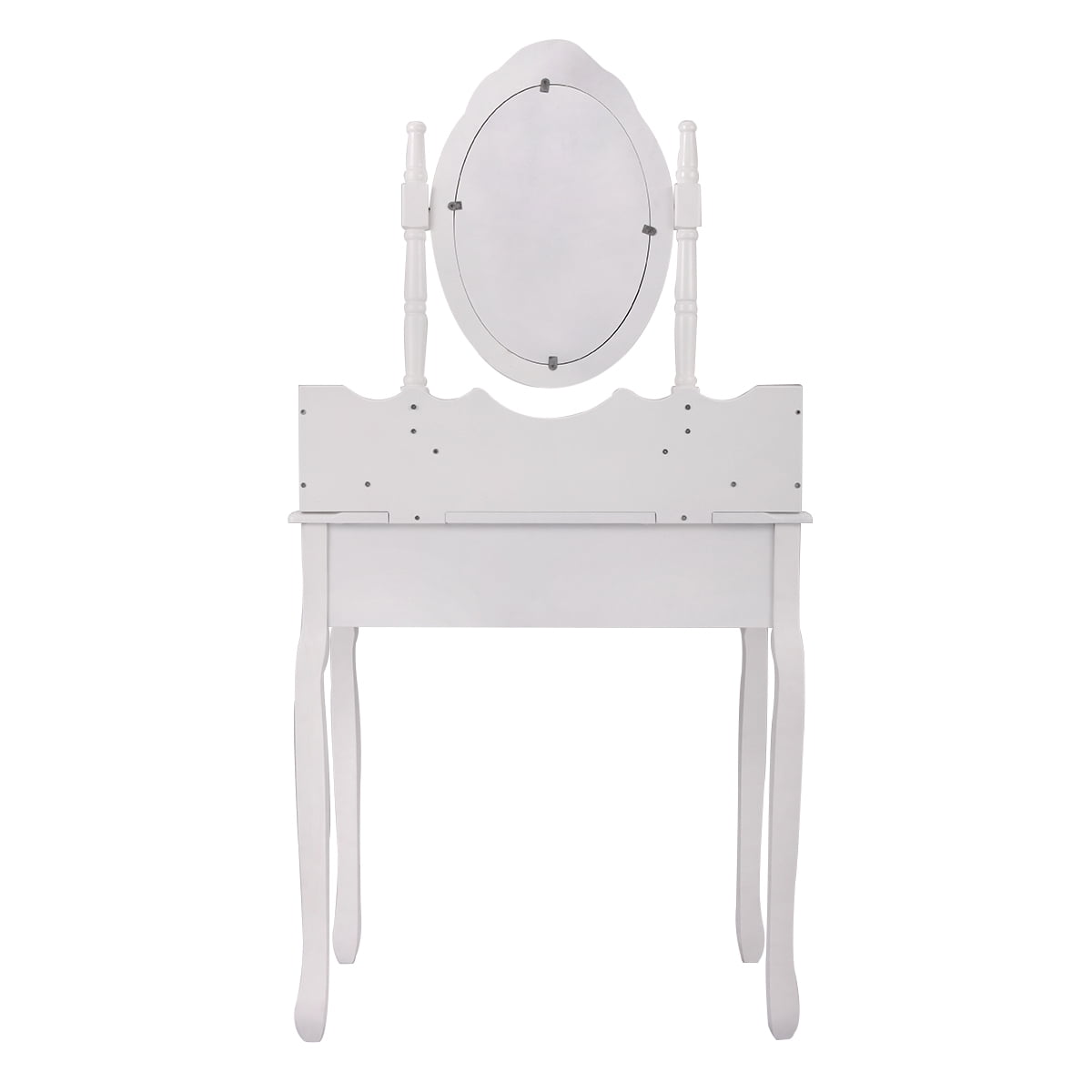 Lowestbest Vanity Table Set with Mirror, Cushioned Stool, 2 Drawers, White