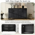 thumbnail image 4 of Euroco 59" Farmhouse Buffet Cabinet with Natural Distressed Finish,Accent Wood Sideboard Coffee Bar Station Table for Kitchen Living Room,Black, 4 of 9