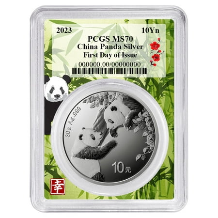 2023 10 Yuan Silver China Panda PCGS MS70 FDOI China Panda Frame