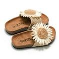 thumbnail image 5 of Girls Sunflower Cork Footbed Slip on Sandals Summer Beach Walking Slides Dress Slippers for Toddler Kids, 5 of 6