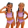 thumbnail image 3 of CCRFTGI Girls Swimsuits Size 10-12 2 Piece Set Swimming Girls Bathing Suit Beach Holiday Stars Bikini Set Cute Summer Girls Fashion Swimsuits Swimwear Dark Purple 5-6 Years, 3 of 9