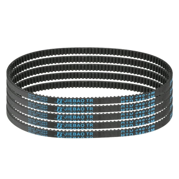 5 Packs HTD-3M Rubber Timing Belt 116 Teeth, 348mm Pitch Length x 6mm Width x 2.4mm Height, Pulley Timing Belt
