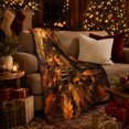 thumbnail image 3 of Whimsical Chipmunk Autumn Forest Cottage, Mystical Woodland Scene, Warm Flannel Blanket for Cabin and Lodge with Detailed Artwork, Art Lovers Thanksgiving Gift, Fantasy Home Decor, 3 of 9