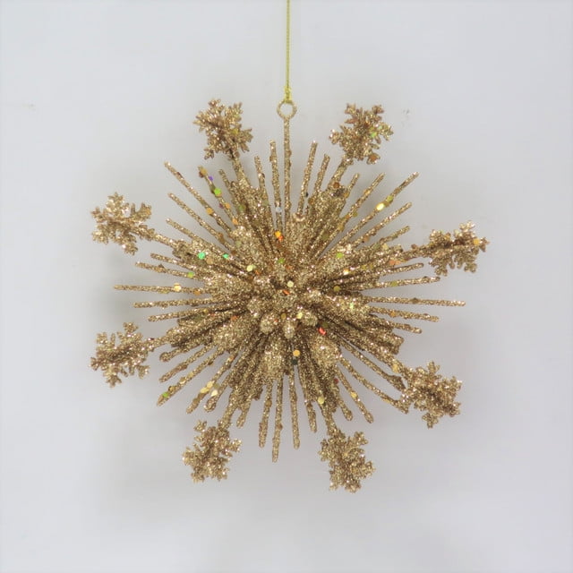 Holiday Time Gold Glitter Snowflake Ornament