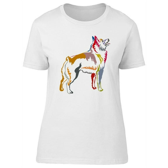 Colorful Contour Schipperke T-Shirt Women -Image by Shutterstock, Female XX-Large