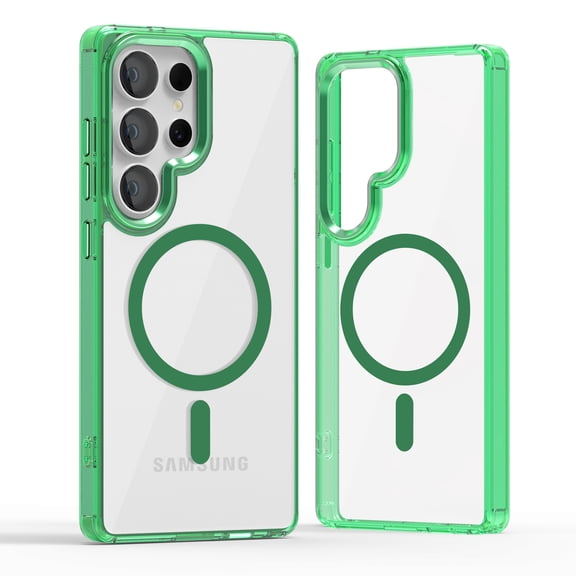 For Samsung Galaxy S26 Ultra Case Compatible with MagSafe, Magnetic Transparent Clear Matte Back Slim Phone Cover, Shockproof Military Grade Protection Anti-Scratch & Anti-Fingerprint,Green