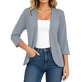 thumbnail image 3 of Jsaierl Women's 3/4 Sleeve Open Front Knit Cardigan Lightweight Draped Hem Casual Daily Work Lounge Top, 3 of 9