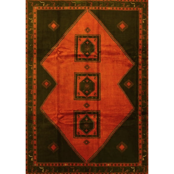 Ahgly Company Machine Washable Indoor Rectangle Persian Yellow Traditional Area Rugs, 5' x 7'