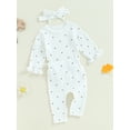 thumbnail image 3 of Nygoyerh Newborn Infant Girls Casual Outfit Heart Print Long Sleeve Crew Neck Romper with Long Pants and Headband Baby Clothing for 3M 6M 12M 18M, 3 of 8