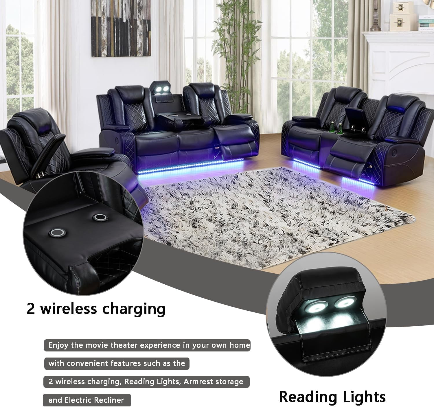 Luxury Furniture Sets Power Recliner Couch Set Recliner Leather Sofas