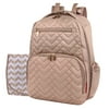 Fisher-Price 17”L Signature Morgan Quilted Multi-Pocket Diaper Bag Backpack with Matching Changing Pad, Insulated Bottle Pocket, Tablet Pocket and Stroller Straps in Pink