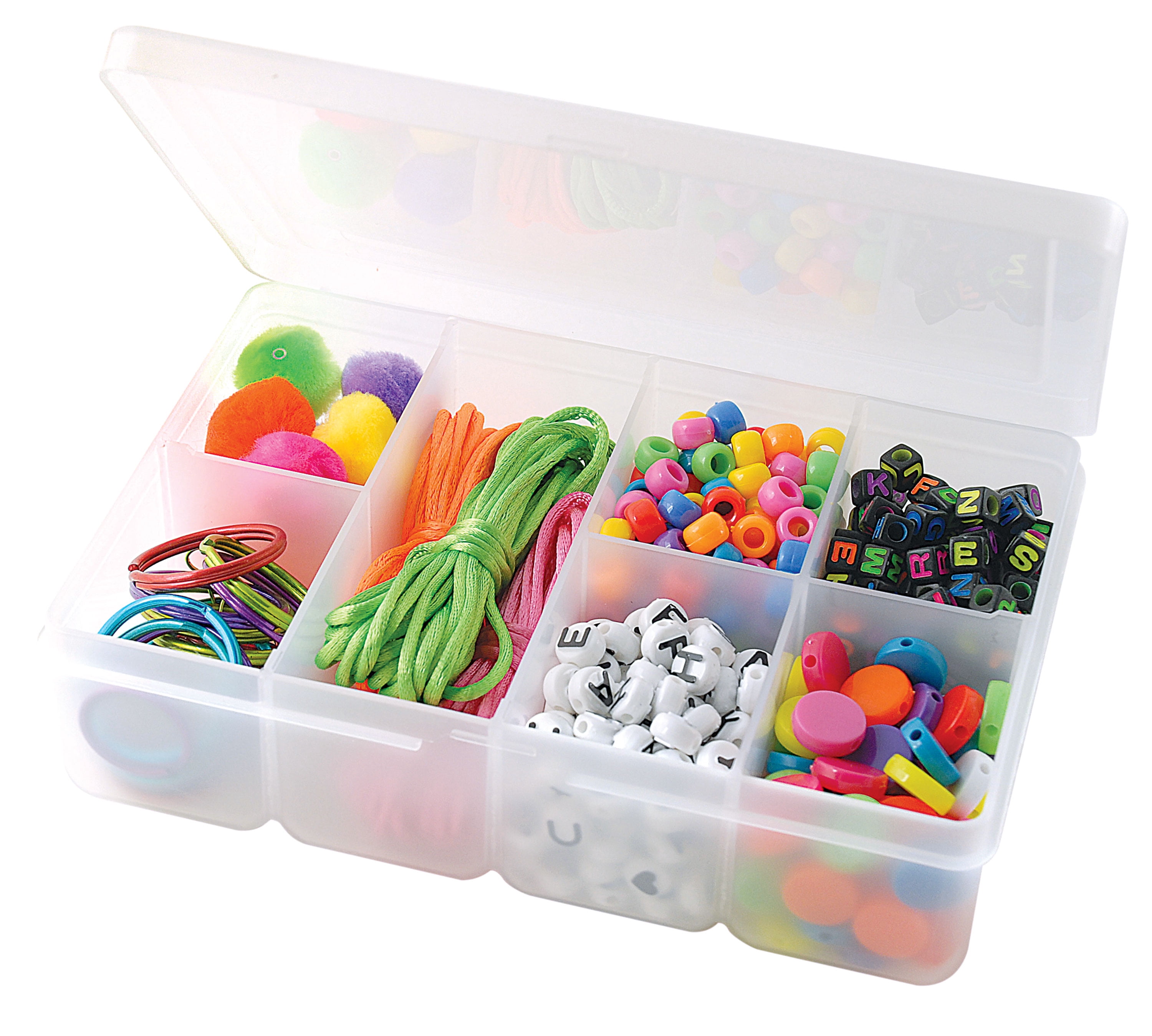The Beadery - 7 Compartment Clear Plastic Storage Box - 4 Pack - 2174