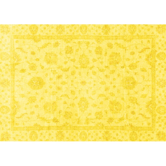 Ahgly Company Indoor Rectangle Oriental Yellow Traditional Area Rugs, 2' x 4'