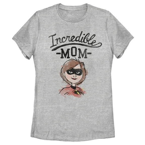 Women's The Incredibles 2 Incredible Mom Water Color  Graphic Tee Athletic Heather Large