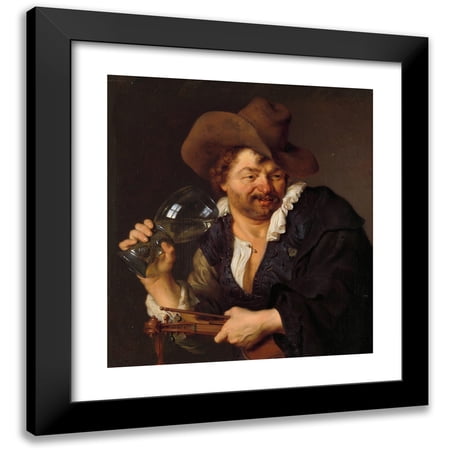 Ary de Vois 12x13 Black Modern Framed Museum Art Print Titled - The Merry Fiddler (1660 - 1680)