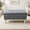 Blue+ Linen fabric, variant on 32" Wide Storage Ottoman Bench with Built-in Tray, Square Storage Ottoman for Extra Storage, Upholstered Footrest and End of Bed Bench, Perfect for Living Room, Bedroom, Sitting, Relaxing,Blue