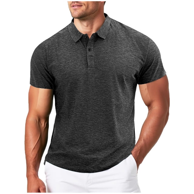 Mens Workout Shirts Stretch Fit Moisture Wicking Summer Gym Shirts Button Up Short Sleeve Muscle Running Athletic Tops