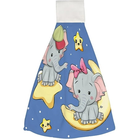 

Hanging Towels 1 Pcs Dish Towels Lovers Elephant Absorbent Hand Towels with Hanging Loop Washcloth for Bathroom Kitchen