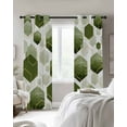 thumbnail image 3 of Sage Green Geometric Blackout Curtains 45 Inches Long for Bedroom, Gold White Hexagon Modern Thermal Insulated Room Darkening Black Out Window Curtain Panels Grommet Drapes for Living Room, 3 of 8