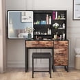thumbnail image 4 of Makeup Table with Nightstand, Vintage Vanity Table with Sliding Mirror, Dressing Table with 4-Drawer Chest, Vanity Set with Large Drawers and Shelves for Bedroom by PAKASEPT, 4 of 10