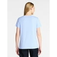 thumbnail image 4 of Time and Tru Women's Cotton V-Neck Tee with Short Sleeves, Sizes XS-4X, 4 of 6