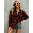 thumbnail image 2 of Womens Plaid Blouses Collared Long Sleeve Button Down Tops Business Casual Shirt Jacket, 2 of 6