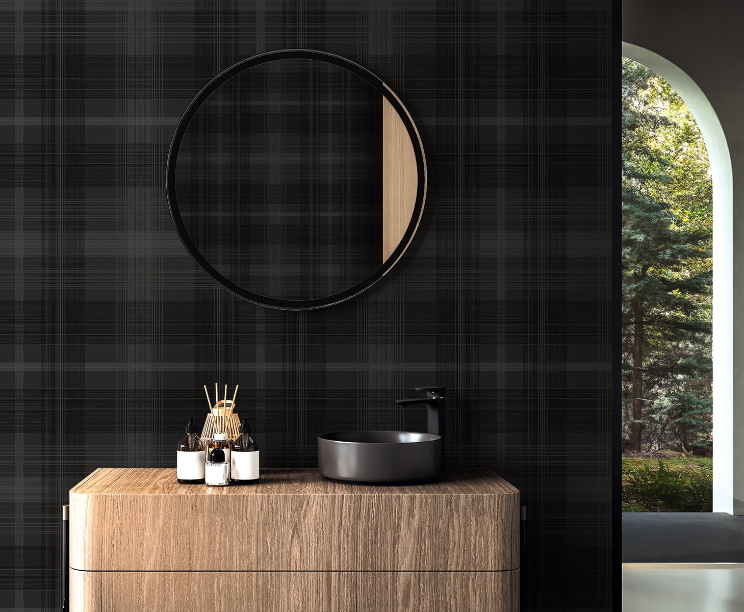 Stacy Garcia Home Wrought Iron Crossroads Plaid Peel and Stick Wallpaper - 20.5 in. W x 10 ft. L Roll