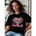thumbnail image 3 of Camiseta de mujer, camisetas de manga corta, camisetas casuales, camisetas de cuello redondo con calavera abstracta y amor para mujer, 3 of 8