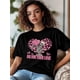 thumbnail image 3 of Camiseta de mujer, camisetas de manga corta, camisetas casuales, camisetas de cuello redondo con calavera abstracta y amor para mujer, 3 of 8