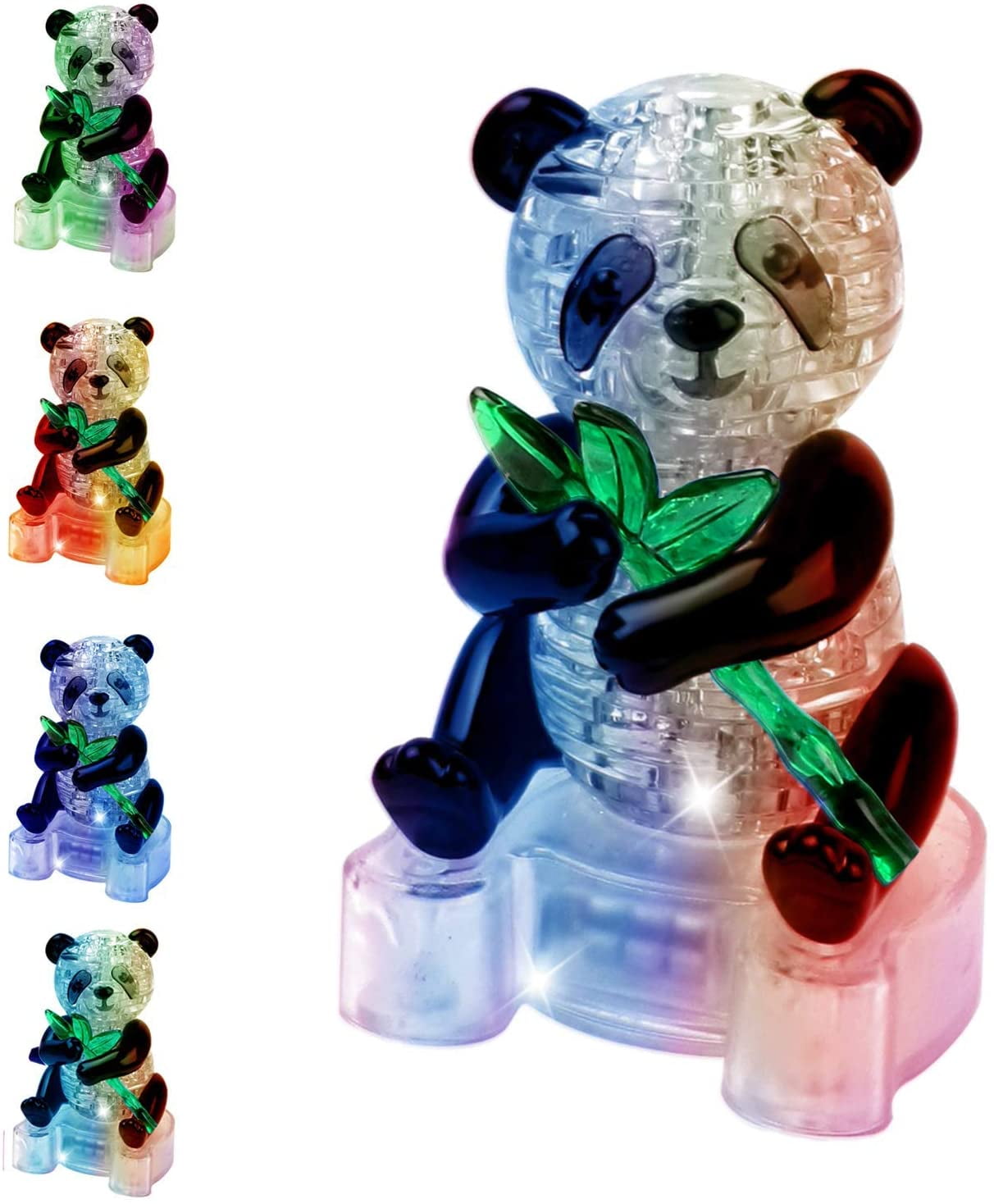 3D LED LIGHT UP PANDA PUZZLE WITH STAND JIGSAW COLOUR CHANGING  CRYSTAL GI N Hot 