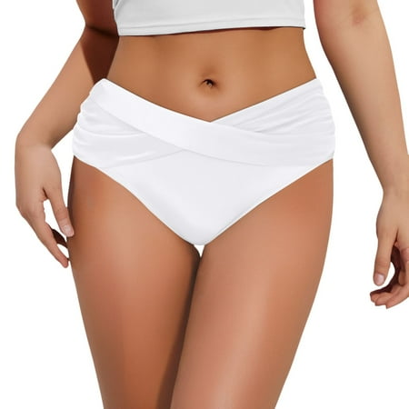 ANINEO Women Swimwear Bikini Bottom Front Swimsuit Ruched Bathing Suit Bottoms Cozy Hawaii Summer Tropical Brazilian Beachwear