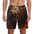 thumbnail image 2 of Picia Cool Flame Lion A pattern Mens Swim Trunks with Compression Liner Stretch Beach Shorts Quick Dry with Zipper Pockets No-Chafing Board Shorts-XX-Large, 2 of 9