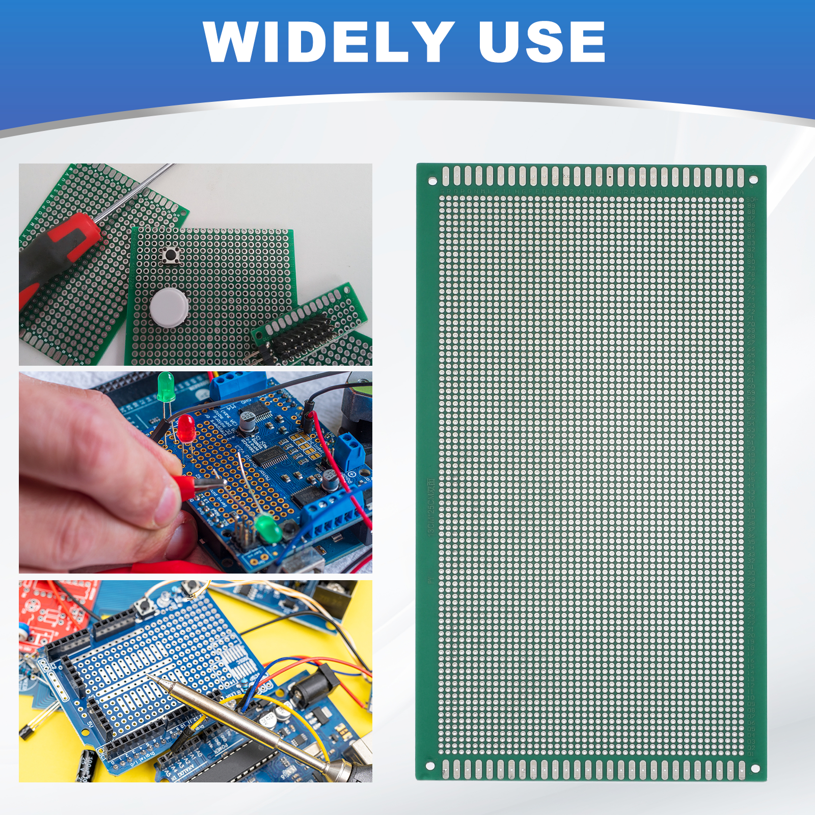 Uxcell 2Pcs Breadboard Solderable 250mm x 130mm Green Circuit PCB Board Double Sided Tin-Plated PCB Prototype Board for Electronics Prototyping, DIY Circuits Projects