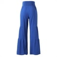 thumbnail image 6 of ERTUTUYI Women Summer High Waisted Cotton Linen Flare Palazzo Pants Beach Pant Long Bell Bottom Lounge Trousers Blue L, 6 of 6