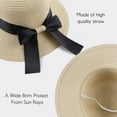 thumbnail image 3 of Women,Little Girls Straw Sun Hat Summer Beach Cap Foldable Visor Floppy Hats Wide Brim with Bowknot, 3 of 7