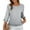 Gray, variant on Women's Lace Trim Round Neck Short Sleeve Blouse, European Style Loose Fit Solid Color Top with Flared Sleeve Details,Blue S