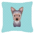 thumbnail image 2 of Carolines Treasures Checkerboard Pink Yorkie Puppy Canvas Fabric Decorative Pillow 18H x18W multicolor, 2 of 3