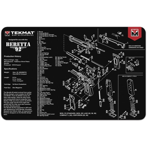 TekMat Original Gun Cleaning Mat - 17" X 11" - Beretta 92