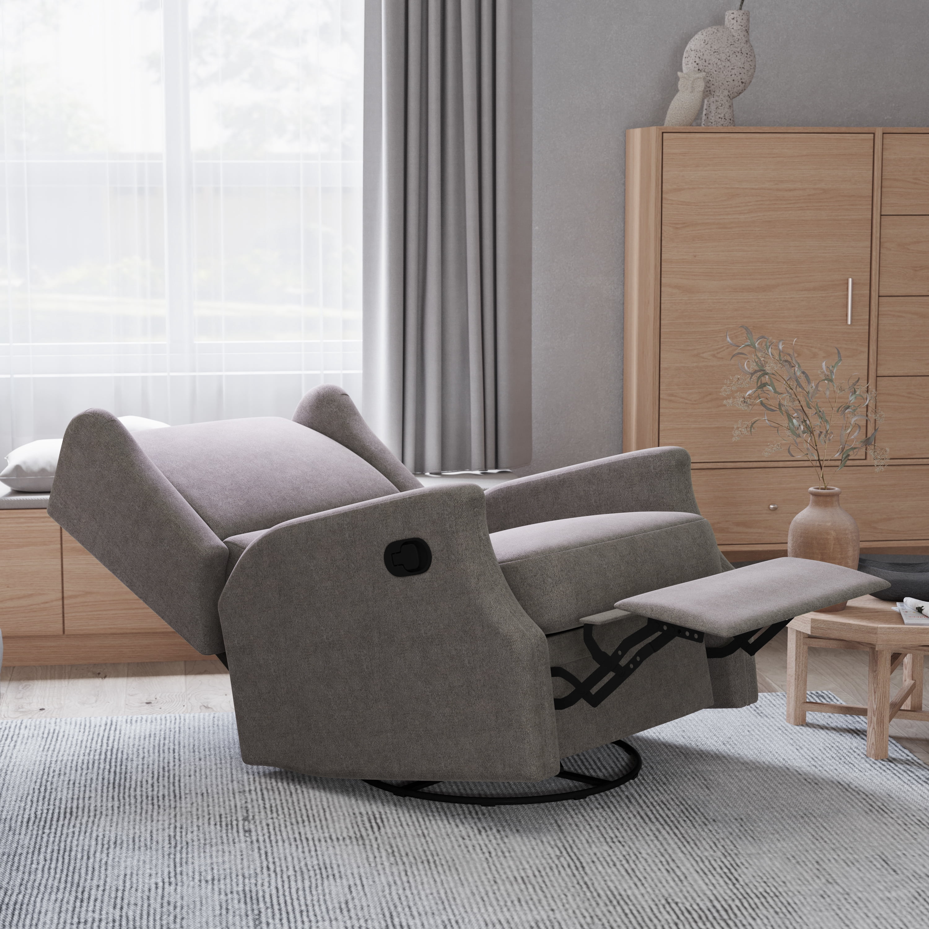 Tabaray Oversized Fabric40" Push Back Recliner Chair with Overstuffed Arm and Backrest, Dark Gray