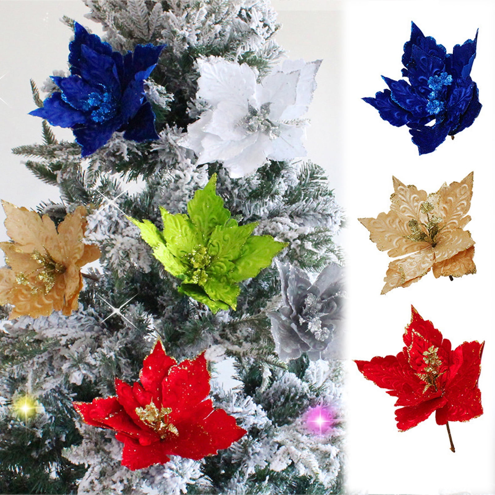 Walbest 11" Christmas Tree Decorative Artificial Flower, Christmas Tree
