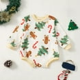 thumbnail image 2 of newwalpole Baby Girl Boy Christmas Clothes Letter Print Sweatshirt Romper Infant Long Sleeve Bubble Romper Winter Outfit Beige for Size 9-12 Months, 2 of 8