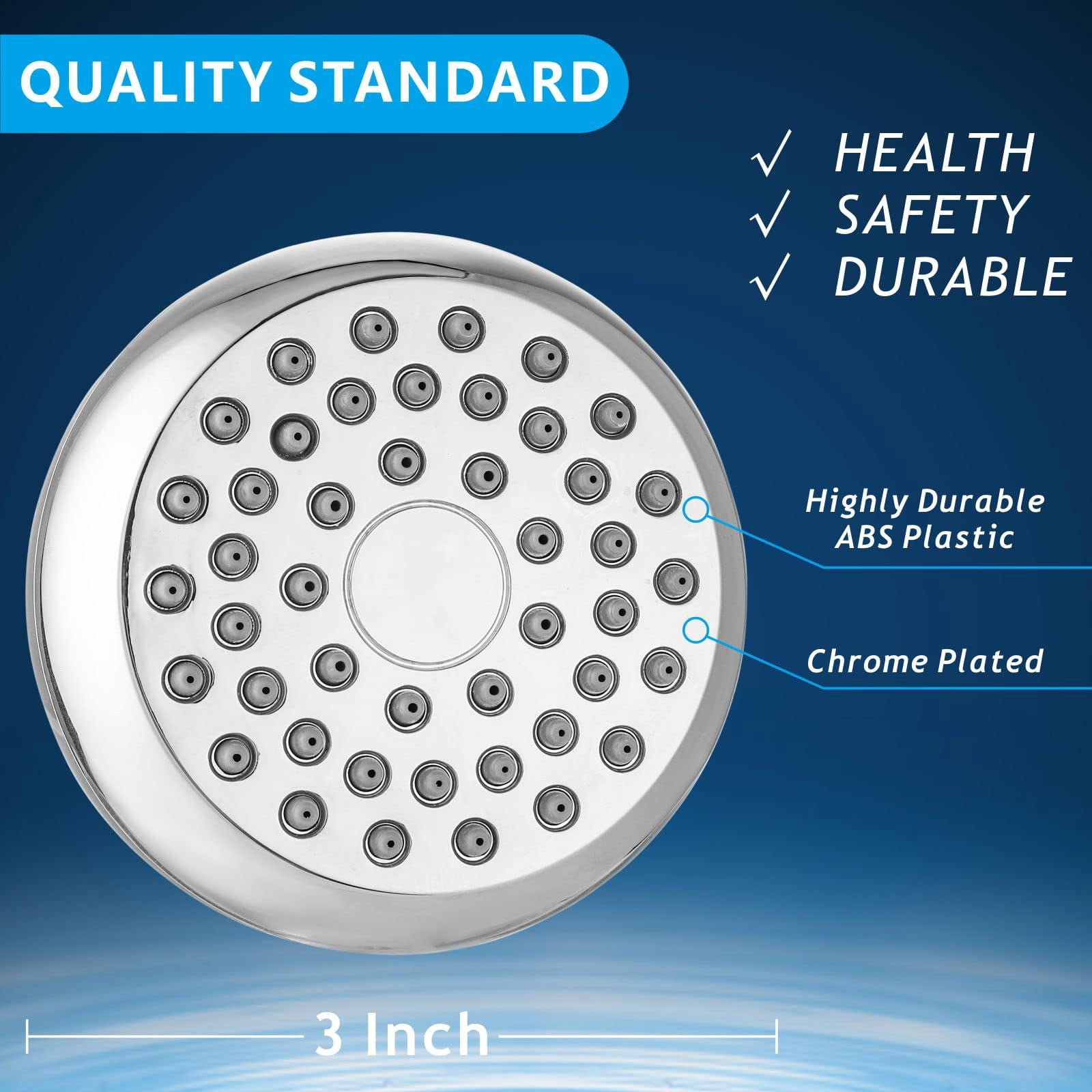 High Pressure Shower Head - Powerful Bathroom Pressure Boosting Showerhead - Perfect Universal Replacement for Rain Shower Heads
