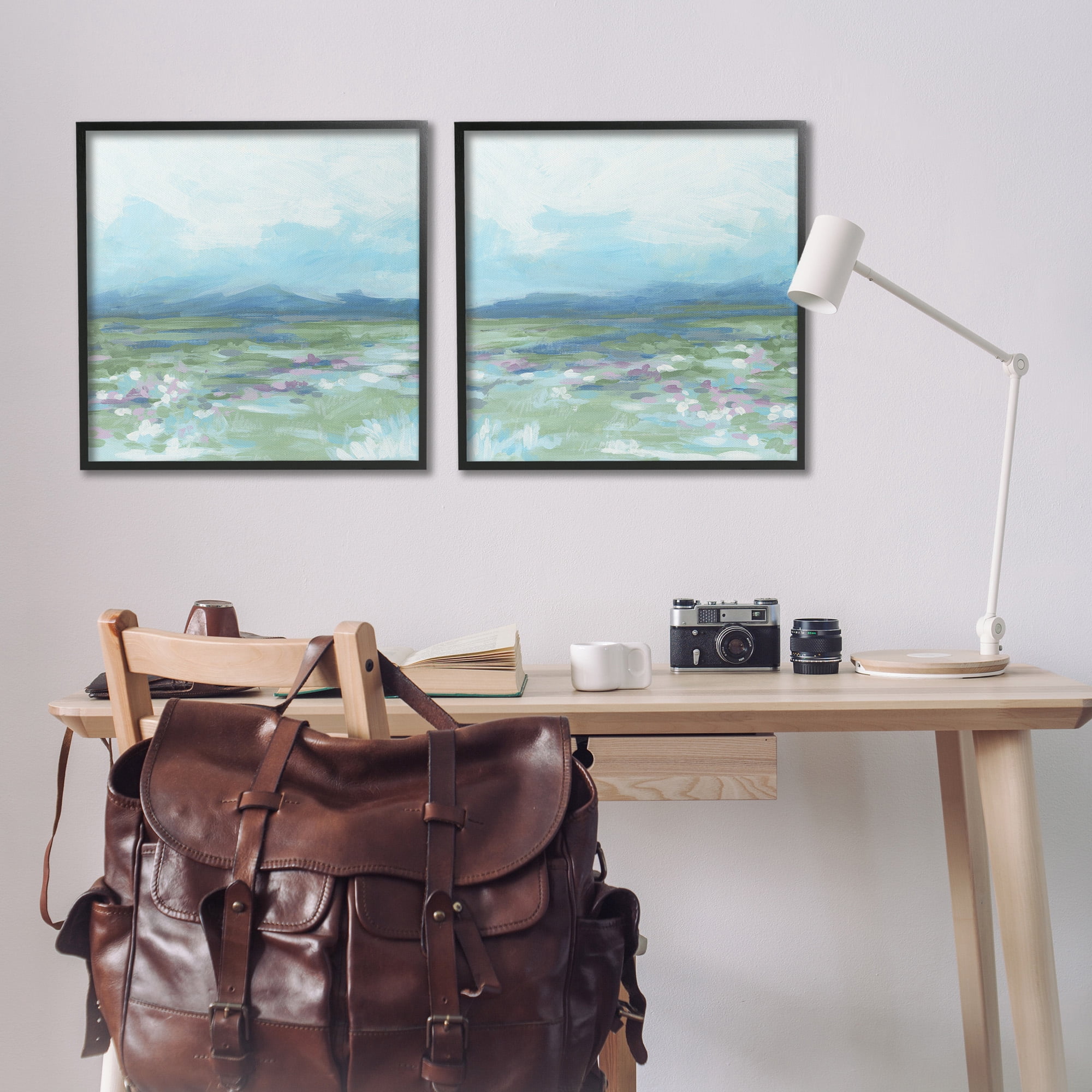 Stupell Industries Stormy Mountain Landscape Landscape Painting Black Framed Art Print Wall Art, 24 x 24, Set of 2
